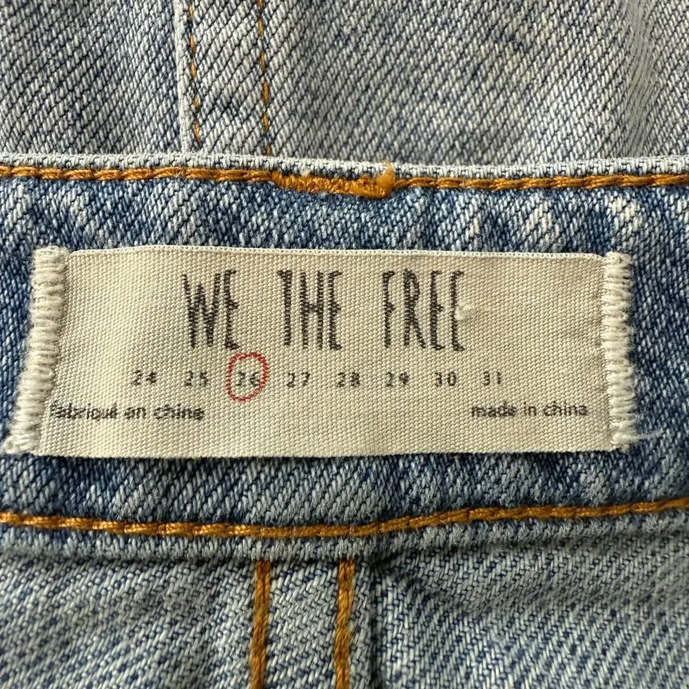 Free People mini skirt denim patched boho summer casual 26
